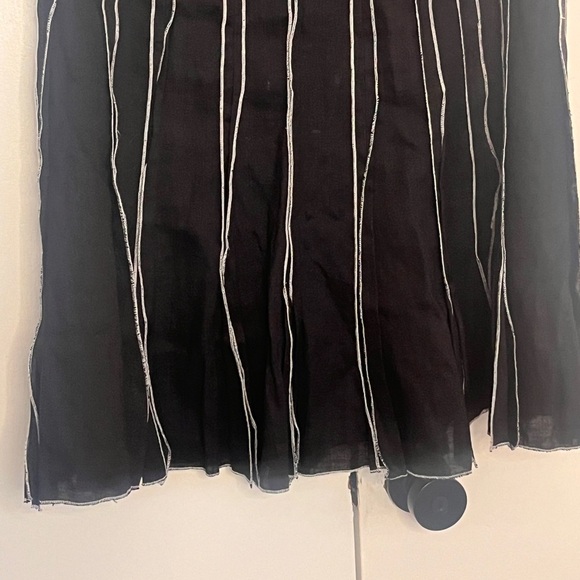 Carole Little Elegant Black Linen Skirt Skirt with White Stripes Size 8 - Picture 4 of 5